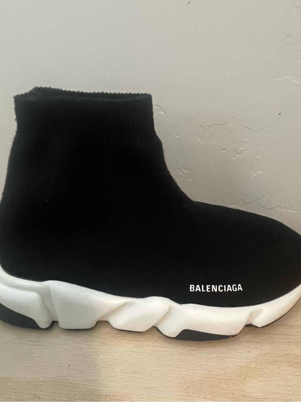 Balenciaga Black Sock Runner Sneakers with White Sole